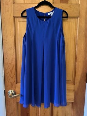 Cobalt Blue Pleated Shift Dress BCBGeneration Size Small Flowy Sleeveless Summer